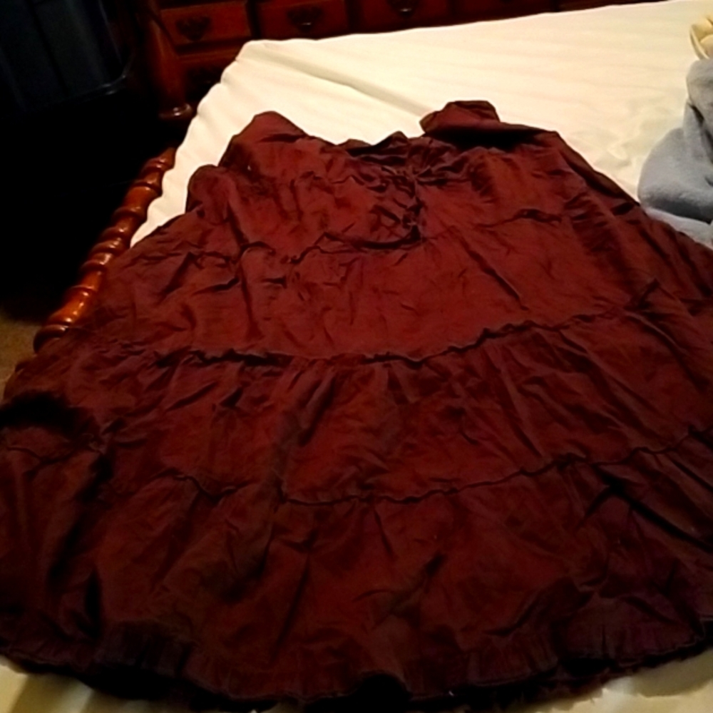 1brown halter dress or could wear as a skirt. Maxi skirt or dress.  Size 14.